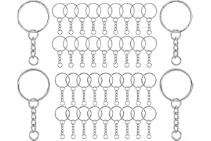 MKB Split 100 pcs Keyrings Key Chain Split Metal Keyring with Link Chain for DIY Craft Tassels Resin Art Jewellery Making Attachment and Accessories Round Key Ring Key Chains Tassel Pendant Keyring