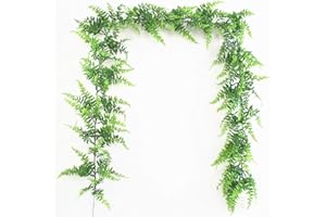 Fycooler Fougères de Boston artificielles, feuilles à suspendre, guirlande de verdure artificielle, guirlande de 190 cm de long pour toile de fond de mariage, arche, jardin, décoration d'intérieur