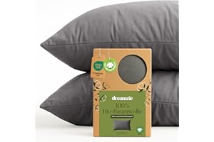 ‎DREAMZIE Dreamzie - 100% Bio-Baumwolle - Kissenbezug 40x80 cm Baumwolle - 2er Set - Anthrazit - Kissenbezug mit Reißverschluss - Oeko-Tex