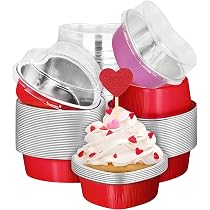72 Herzförmige Backformen Aus Alufolie – 4 Farben (Rot, Lila, Rosa, Pink) – 17,5x18,7x5 Cm – Mit Deckel