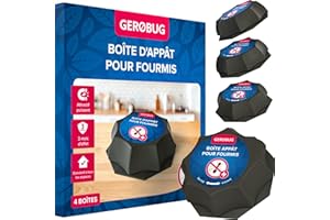 Gerobug Boîtes d'appât pour Fourmis 4 pcs - Pièges à Fourmis pour l'intérieur - Fourmicide pour l'intérieur & l'extérieur - Boîte d'appât pour Fourmis pour l'extérieur