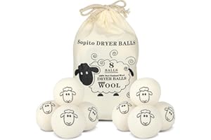 ‎CIOXSOIO 8er Trocknerkugeln Wolle Trocknerbälle für Wäschetrockner aus 100% Schafwolle, XXL ökologische trocknerbälle daunen,Natural Weichspüler