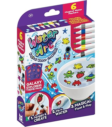 Silverlit - Water Art Pack Deluxe : Kit Dessin Magique à L’eau, Cuillère Magique, Dessins Flottants - Jeu Créatif Dès 3 Ans, Feutres, Stickers Inclus - 7
