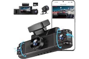 Adelagnes 4 Kanal Dashcam Auto Vorne Hinten 4K+1080P mit WiFi,Dash Cam Auto Kamera 3" IPS Bildschirm,Kostenlose 64 GB Karte,Nachtsicht,G Sensor,Loop-Aufnahme,APP Steuerung,170°Weitwinkel WDR