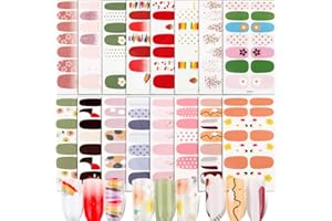 FLOFIA 16 Hojas Pegatinas Uñas Decorativas Nail Stickers Full Cover Etiqueta Adhesiva Uñas Cubierta Completa Flores Calcomaní
