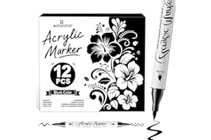 ‎WINSONS WINSONS Acrylstifte Schwarz mit Doppelspitze, Wasserfest, Ungiftig, Geruchlos, Permanent Marker Für Papier, Keramik, Steine