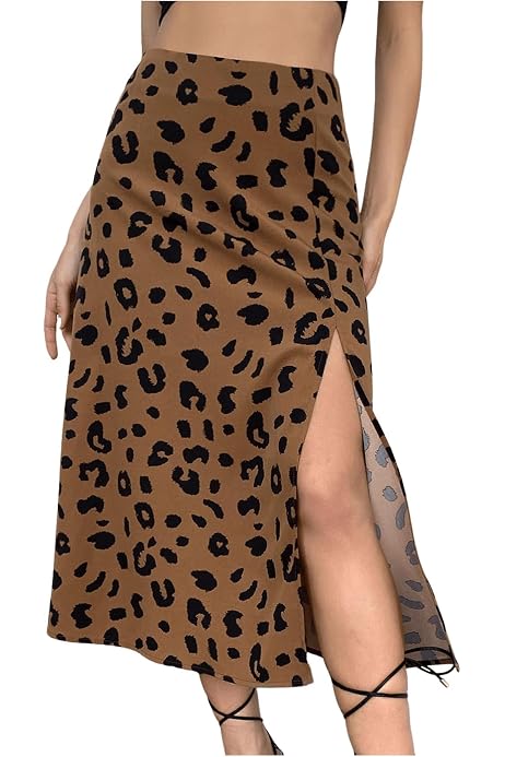 GORGLITTER Damen-Rock, A-Linie, Mit Seitenschlitz & Knoten – Hohe Taille, Midi Länge, In XS-L, Aus Festem Stoff