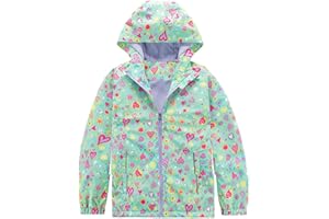 SEVEN BB Softshell Enfant Imperméable Veste Manteaux Fille Étoile Imprimée Blouson a Capuche Veste de Pluie Outdoor Sport Randonnée Ski Jacket 3-16 Ans