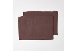 HOMESCAPES Podkładki premium na stół, zestaw 2 szt., antypoślizgowe czekoladowo-brązowe podkładki stołowe, 100% bawełna, nadające się do prania, prążkowane podkładki do kuchni i jadalni - 50cm x 33cm