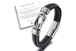 RIXERKOC Madre e hijo siempre unidos pulsera de cuero trenzado, a mi hijo/nieto pulseras de acero inoxidable cierre magnético nudo de cuero pulsera de inspiración joyería de regalo