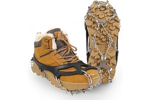 Bingyouth Ice Klampen Steigeisen, Grödel Steigeisen für Bergschuhe, Verdickte Schuhkrallen aus Edelstahl Anti-Rutsch Schuhspikes für Damen Herren für Wandern Klettern Angeln