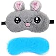 Jenna™ Cute Gel Fur Sleeping Eye Shade Mask Cover for Insomnia, Meditation, Puffy Eyes and Dark Circles Kitty Grey