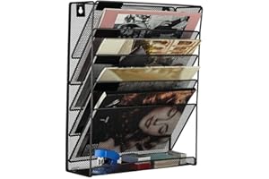 Liseng Zeitungs SttNder - Griglia in metallo, montaggio a parete, scrivania, 5 strati, archivio file, rivista, portatili, colore: Nero