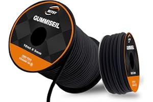 Gummirep 5 mm 10 meter svart – expanderrep 80 % töjning – väderbeständigt spännrep för släpvagn, solsegel, presenning, UVM