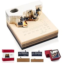 Calendario 3D 2024 Magic Castle - Blocco Appunti Da Tavolo Con Penna, LED E Design Intagliato, Idea Regalo Creativa