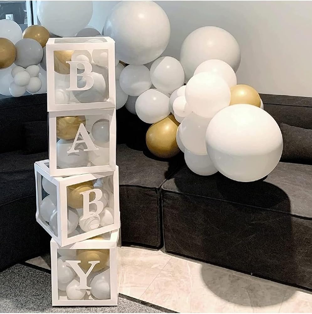Bkmc 4 Kutu Beyaz Şeffaf Kutu Baby Yazılı Harf Beyaz 25 cm bmcNM736