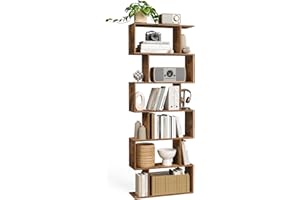 VASAGLE Bibliothèque, Étagère à 6 Niveaux, 24 x 70 x 191,6 cm, Meuble de Rangement, Cloison Séparateur, pour Salon, Chambre, Bureau, Marron Rustique LBC61BX
