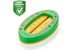 reer Baby-Badethermometer oval | kindersicheres Bade-Thermometer | Optimale Badetemperatur für die Wanne | quecksilberfrei | hoher Messbereich | übersichtliche Skala | Grün