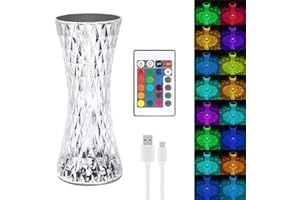 Anyingkai Kryształowa Lampa Stołowa LED - 16 Kolorów RGB, Sterowanie Dotykowe i Pilot, Diamentowy Design