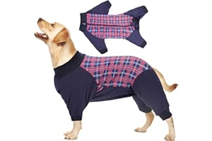 HEYWEAN Body per cani dopo Op, tuta intera con chiusura lampo, a maniche lunghe, per cani dopo l'operazione