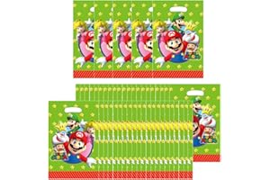 DECPTYTA 50 Piezas Mario Bolsas de Regalo Cumpleaños,Bolsas Cumpleaños Mario Infantil,Chuches Cumpleaños,Bolsitas Cumpleaños Infantiles,Bolsas Regalo Cumpleaños Infantil,Cumpleaños Fiestas Halloween (A)