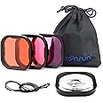 SOONSUN 4-Pack Dive Filter for GoPro Hero 13 12 11 10 9 8 Black Official Waterproof Housing - Red, Light Red, Magenta, 5x Close-up Macro Filters Color Correction for Underwater Photography and Video