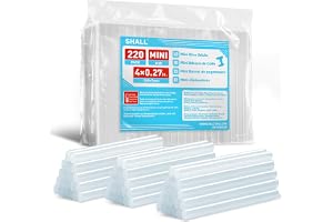 SHALL mini limpistoler, 0,27" x 4" (7mm x 100mm), 220-pack genomskinliga limpistoler för alla temperaturminilimpistoler