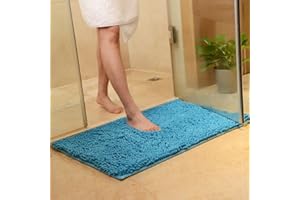 DOTBUY Alfombras de Baño, Chenille Antideslizante Súper Absorbente Suave Cómodo Alfombra de Ducha Alfombra de Baño Alfombra de Baño (40*60cm, Lago Azul)
