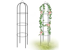 YAOBLUESEA Rankhilfe Obelisk aus Beschichtetes Metall, Rosen Obelisk Rankobelisk Rosenobelisk Rankturm Rankgitter für Kletterpflanzen Blumen Garten, Grün 190x40cm