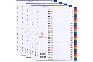 LELADY JEWELRY Paquete de 5 Separadores de archivos A4, Separadores con 31 Posiciones, número 1-31, Separadores Carpeta de plástico para 11 Hoyos Carpeta