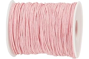 PH PANDAHALL PandaHall 100 Yards 1mm Waxed Cotton Cord Jewellery Beading Thread Pink Thin Waxed String for Bracelet Necklace Jewellery Making Repair DIY Crafts Macrame Project, 91m