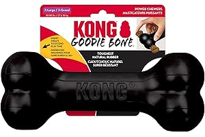 KONG - Extreme Goodie Bone Os pour chien en caoutchouc naturel le plus durable pour les mâcheurs puissants – Noir – pour chiens de très grande taille
