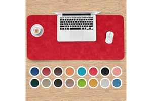OGGETTANDO Tappetino scrivania grande, Tappetino scrivania in ecopelle, Tappetino scrivania ufficio e casa protezione scrivania, eco-pelle FACILE DA PULIRE, doubleface (Rosso liscio, 60x35)