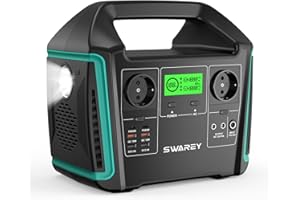 SWAREY Estación de Energía Portátil 1000W(Pico1500W), 725Wh Generador Solar con Batería de Litio, 2x AC 230V, 2x USB C PD 65W, Energía de Emergencia para Camping Viajes Exterior RV Inicio