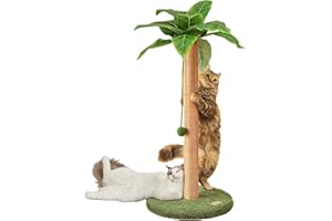 MEOWOOU 84 cm Tiragraffi per Gatti Alto con Corda in Sisal Da Interno Tiragraffi Adulti Graffiatoio in Sisal Carino per Gattini Verde Palo