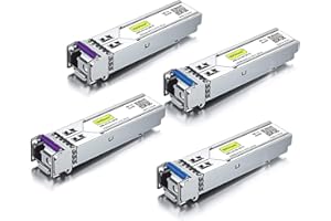 10Gtek 2X Pair of 1.25G SFP Bidi Transceiver 1000Base-BIDI, 1490nm/1310nm SMF, up to 20 km, for Cisco GLC-BX-D, Ubiquiti UniFi UF-SM-1G-S, Mikrotik, D-Link, Supermicro, Netgear And More