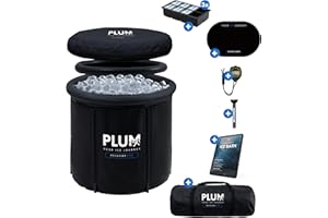 PLUM - Eisbad (Ø80cm) XL Komplettset - Eistonne mit Eisbaden Zubehör - Ice Bath für Kryotherapie Zuhause - Faltbare badewanne mit 5 dicken Isolierschichten - Eisbaden Tonne
