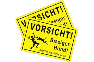 ‎GOODVIA Goodvia Vorsicht Bissiger Hund Schild Aluminium 20x30 cm, Achtung Warnschild Beware of The Dog Reflektierendes Metall Vorsicht Hund Schild, Geeignet für den Innen- und Außenbereich