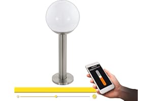 EGLO connect lampa zewnętrzna Nisia-C, Smart Home lampa zewnętrzna, lampa stojąca ze stali nierdzewnej i szkła, kolor: srebrny, biały, ciepła biel, mo