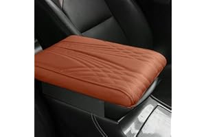 SALUCIA Leather Car Armrest Box Pad, 2023 Auto Center Konsole Abdeckung für Armlehne Box Matte, Memory Foam Leder Armlehne Abdeckung für Auto, SUV/LKW/Fahrzeug Armlehne Matte (B, Coffee)