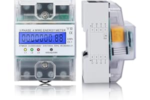 BOSYTRO Contatore di energia elettrica, Contatore Energia Elettrica Trifase 220/380V 5-100A Contatore elettrico digitale trifase a 4 fili, Misuratori digitali per sistemi di misurazione della potenza
