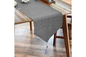 BALCONY & FALCON Runner per Cucina Impermeabile Runner Moderno Antimacchia in Lino Imitazione Runner per Mobili con Nappa per Casa Festa Natale Ristoranti