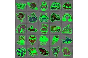 CHARLENT 204 PCS Tatuaggi Temporanei Luminosi Confezionati Singolarmente per Bambini - Tatuaggi Divertenti Che si Illuminano al Buio per Ragazzi e Ragazze Bomboniere per Feste di Compleanno
