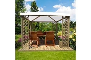 TheGoodGarden Gazebo in Legno per Giardino Red con Copertura in PVC 300 x 300 cm