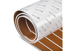 Abahub Teca Sintética Barco Alfombra Autoadhesiva Espuma EVA Accesorios Náuticos Barcos Suelo Antideslizante Alfombra Cubierta Barco Marino para Barco Yate 121x42cm, 243cm x6/42/60/73/91/115cm