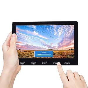TOGUARD 7 inch Ultra-Thin High-Res 1024 * 600 Monitor, AV/VGA/HDMI Input,Portable TFT LCD CCTV Video Display Screen,Touch Button, Built-in Speaker, for Security Surveillance Cam