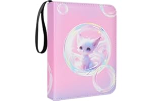 NICEKOOL Álbum de recortes para tarjetas, álbum de entrenador, álbum de tarjetas, resistente al agua, colección de álbumes, 400 bolsillos, cuadernos para tarjetas coleccionables, Rosa
