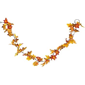 Herbst Girlande Mit Ahornblättern - 1,6m Deko Für Tür & Kamin - Halloween & Thanksgiving