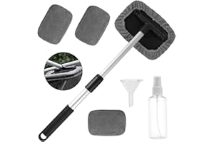ZIGefofo Pulitore per Parabrezza Auto Pulitore per Vetri Auto con 4 Pastiglie in Microfibra Rotazione di 180° Finestra di Vetro Spazzola di Pulizia in Microfibra