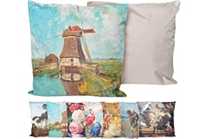 JACK Outdoor Lounge Kissen 45x45cm Motiv Dekokissen inkl. Füllung Wasserfest Sitzkissen Garten Stuhl, Farbe:Windmühle